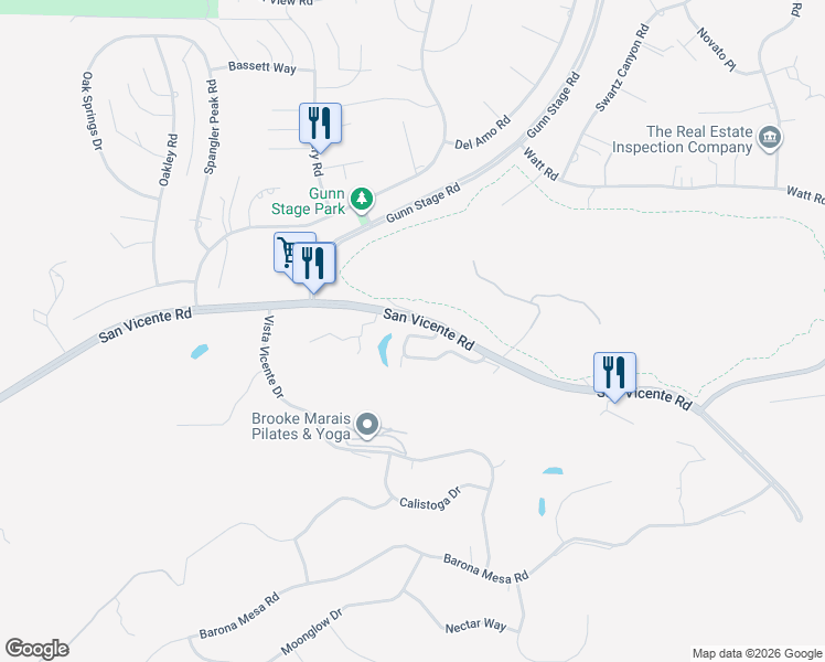 map of restaurants, bars, coffee shops, grocery stores, and more near 23823 Green Haven Lane in Ramona