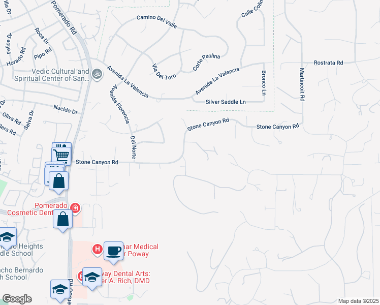 map of restaurants, bars, coffee shops, grocery stores, and more near 13121 Wild Flower Lane in Poway