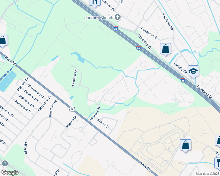 map of restaurants, bars, coffee shops, grocery stores, and more near 9160 Wisteria Street in Ladson