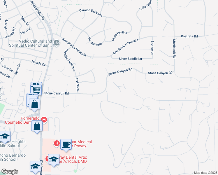 map of restaurants, bars, coffee shops, grocery stores, and more near 13121 Wild Flower Lane in Poway