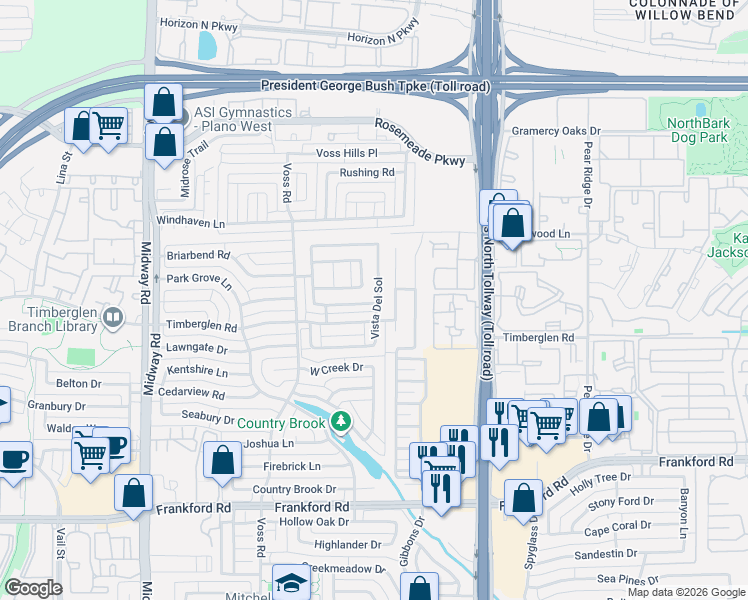 map of restaurants, bars, coffee shops, grocery stores, and more near 4356 South Capistrano Drive in Dallas