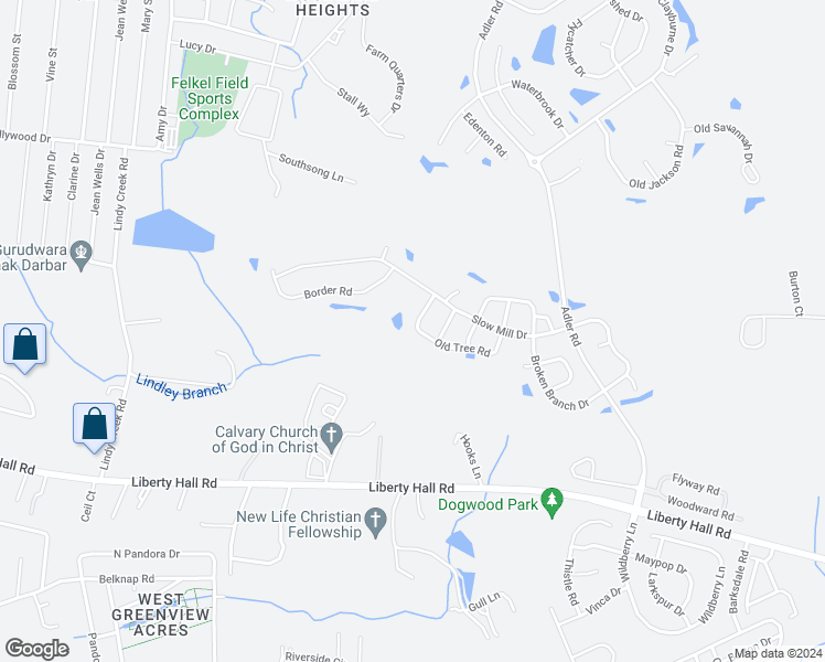 map of restaurants, bars, coffee shops, grocery stores, and more near 149 Old Tree Road in Goose Creek