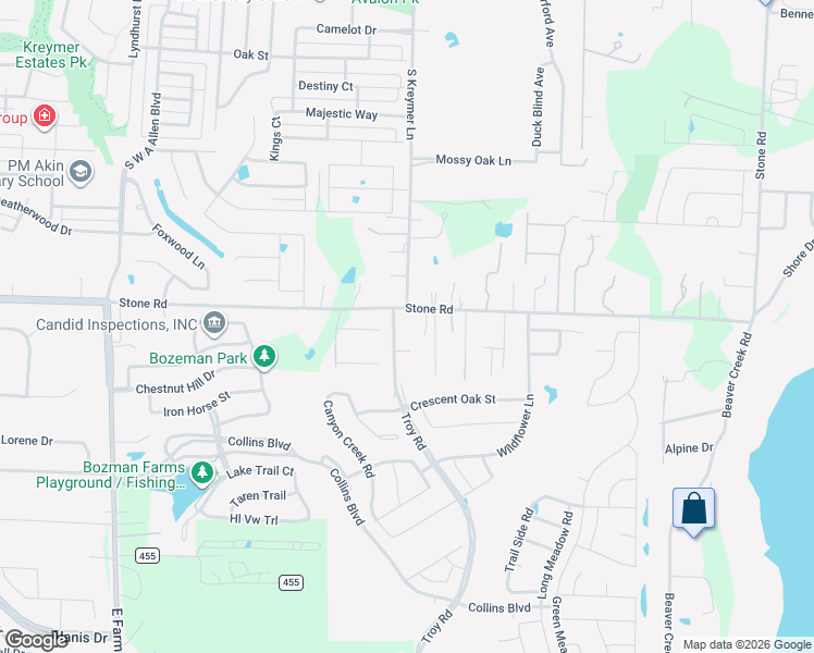 map of restaurants, bars, coffee shops, grocery stores, and more near 1276 Troy Road in Wylie