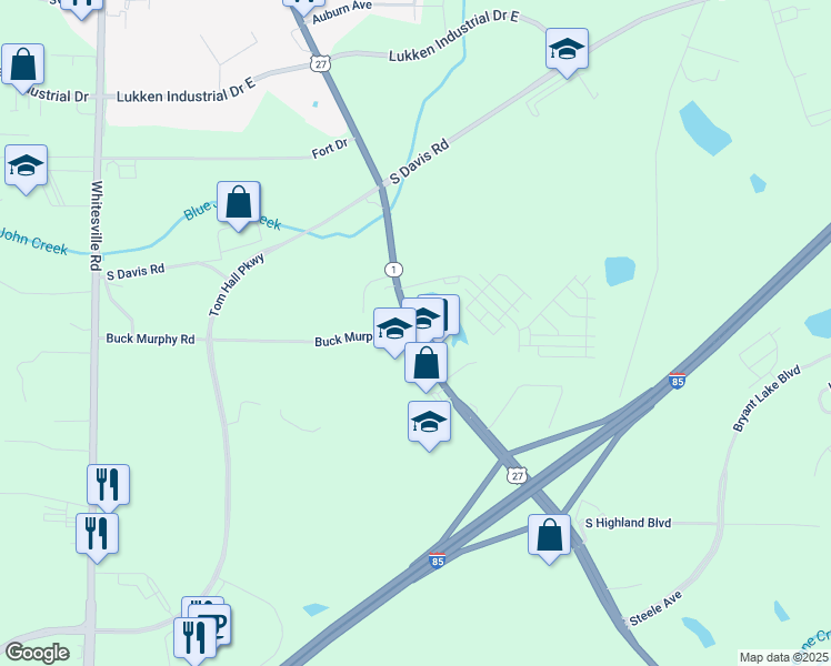map of restaurants, bars, coffee shops, grocery stores, and more near 1901 Hamilton Road in LaGrange