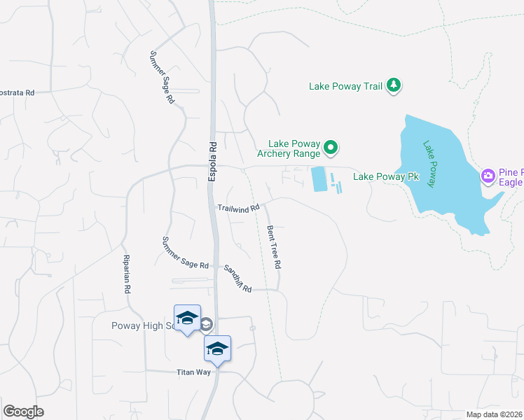 map of restaurants, bars, coffee shops, grocery stores, and more near 15892 Bent Tree Road in Poway