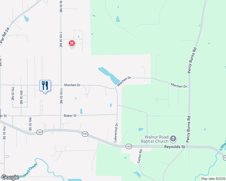 map of restaurants, bars, coffee shops, grocery stores, and more near 210 Lakewood Drive in Springhill