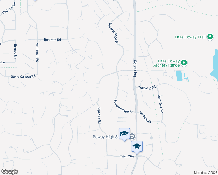 map of restaurants, bars, coffee shops, grocery stores, and more near 15843 Prairie Vista Road in Poway