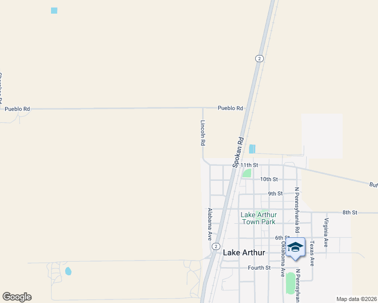 map of restaurants, bars, coffee shops, grocery stores, and more near 8418 Lincoln Avenue in Lake Arthur