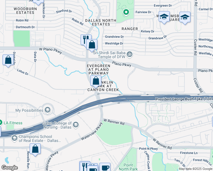 map of restaurants, bars, coffee shops, grocery stores, and more near 440 Independence Parkway in Plano