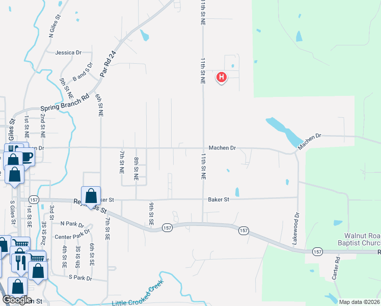 map of restaurants, bars, coffee shops, grocery stores, and more near 1008-1098 Machen Drive in Springhill