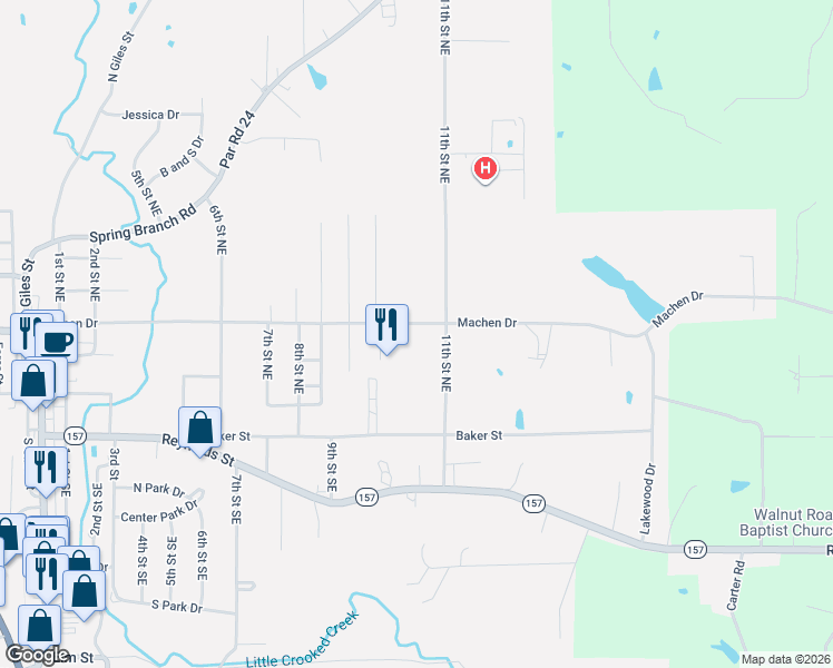 map of restaurants, bars, coffee shops, grocery stores, and more near 1008 Machen Drive in Springhill