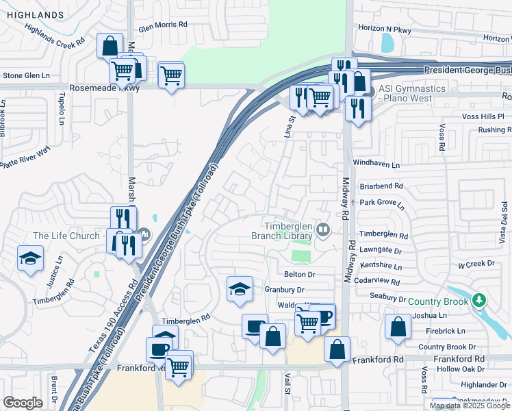 map of restaurants, bars, coffee shops, grocery stores, and more near in Dallas
