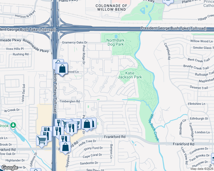 map of restaurants, bars, coffee shops, grocery stores, and more near 4912 Haverwood Lane in Dallas