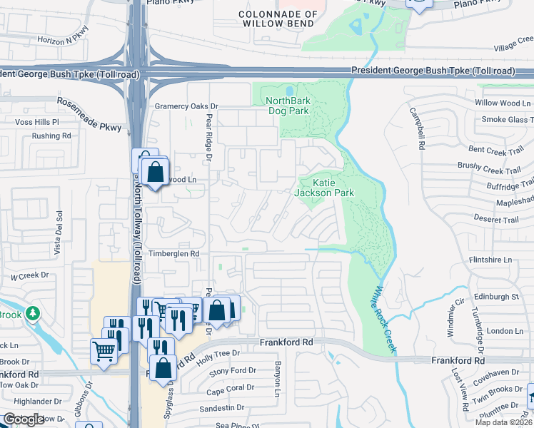 map of restaurants, bars, coffee shops, grocery stores, and more near 4912 Haverwood Lane in Dallas