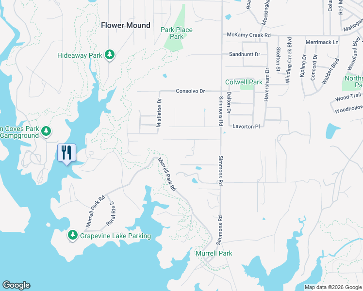 map of restaurants, bars, coffee shops, grocery stores, and more near 3911 Cedarcrest Court in Flower Mound