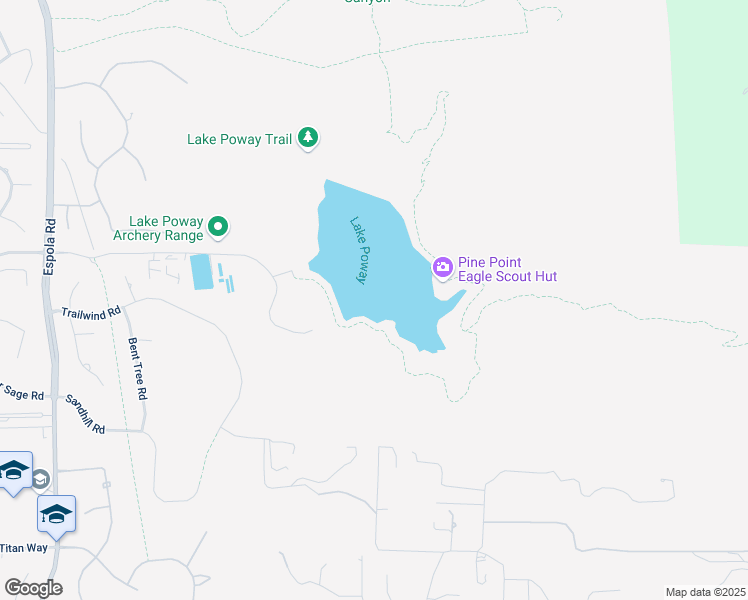 map of restaurants, bars, coffee shops, grocery stores, and more near 14692 Lake Poway Road in Poway