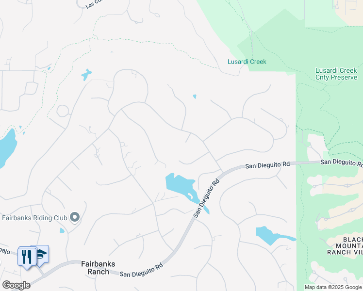 map of restaurants, bars, coffee shops, grocery stores, and more near 17106 Paseo Hermosa in Rancho Santa Fe