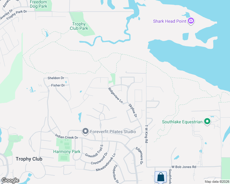 map of restaurants, bars, coffee shops, grocery stores, and more near 212 Ridgeview Lane in Trophy Club