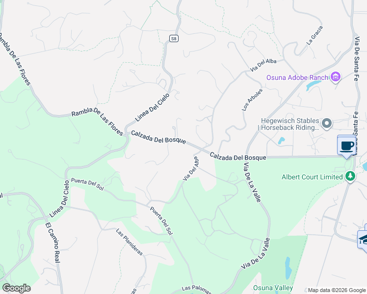 map of restaurants, bars, coffee shops, grocery stores, and more near 5445 Calzada Del Bosque in Rancho Santa Fe
