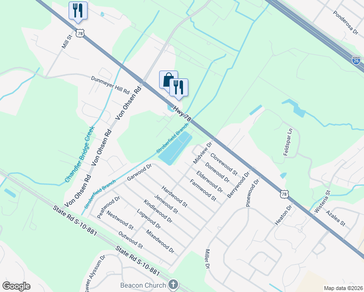 map of restaurants, bars, coffee shops, grocery stores, and more near 4475 Donwood Circle in Ladson
