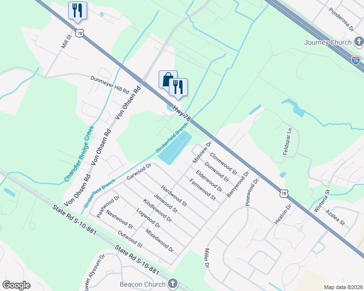 map of restaurants, bars, coffee shops, grocery stores, and more near 4475 Donwood Circle in Ladson