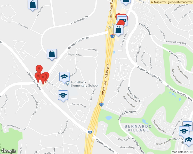 map of restaurants, bars, coffee shops, grocery stores, and more near 11510 Eaglesview Court in San Diego