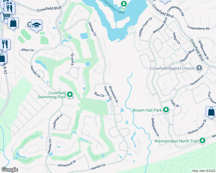map of restaurants, bars, coffee shops, grocery stores, and more near 102 Bromwich Drive in Goose Creek
