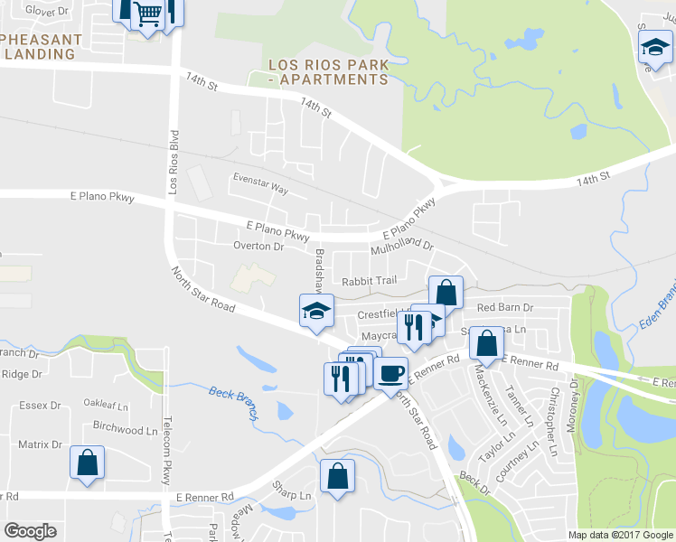 map of restaurants, bars, coffee shops, grocery stores, and more near 608 Jagged Way in Plano