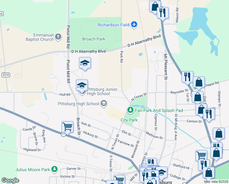map of restaurants, bars, coffee shops, grocery stores, and more near 106 Branch Street in Pittsburg