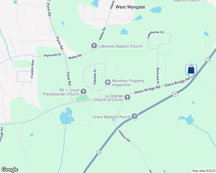 map of restaurants, bars, coffee shops, grocery stores, and more near 206 Woodfield Circle in LaGrange