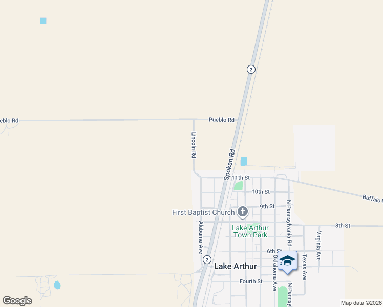 map of restaurants, bars, coffee shops, grocery stores, and more near 8418 Lincoln Road in Lake Arthur