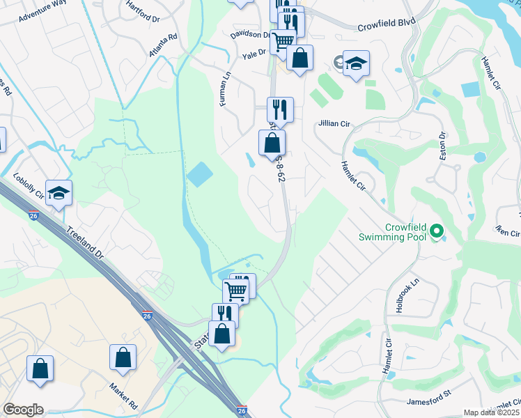 map of restaurants, bars, coffee shops, grocery stores, and more near 121 1/2 Gailmoor Drive in Ladson