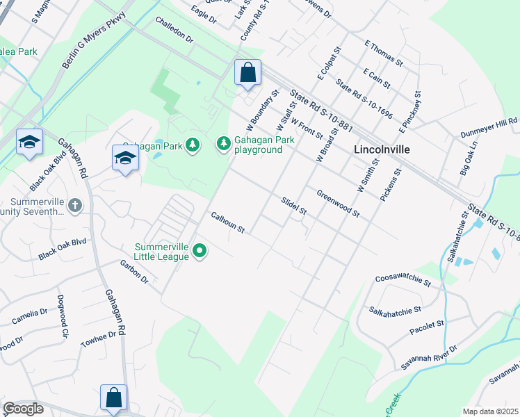 map of restaurants, bars, coffee shops, grocery stores, and more near 208 West Pine Street in Summerville