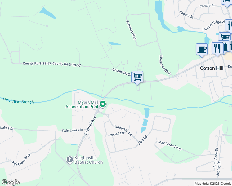 map of restaurants, bars, coffee shops, grocery stores, and more near 1825 Central Avenue in Summerville