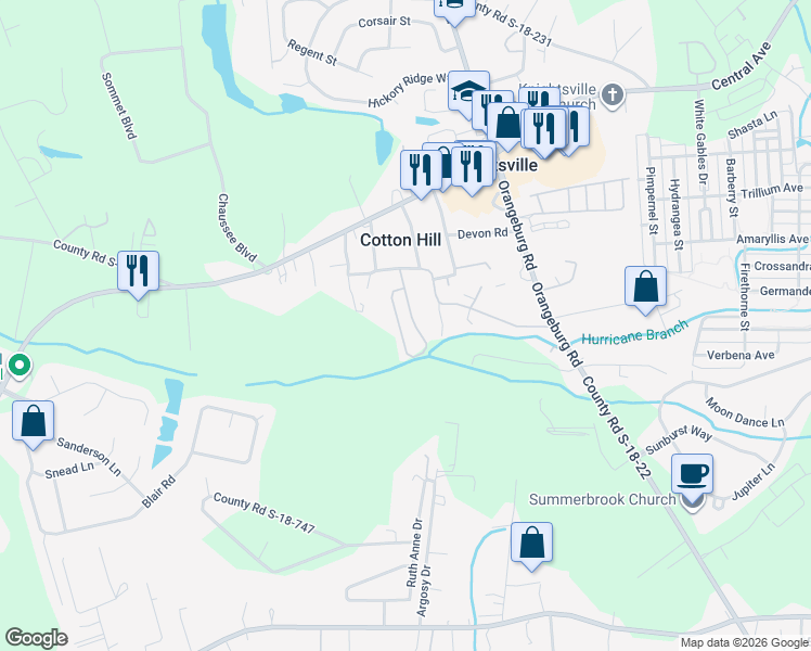 map of restaurants, bars, coffee shops, grocery stores, and more near 162 Brooks Loop in Summerville