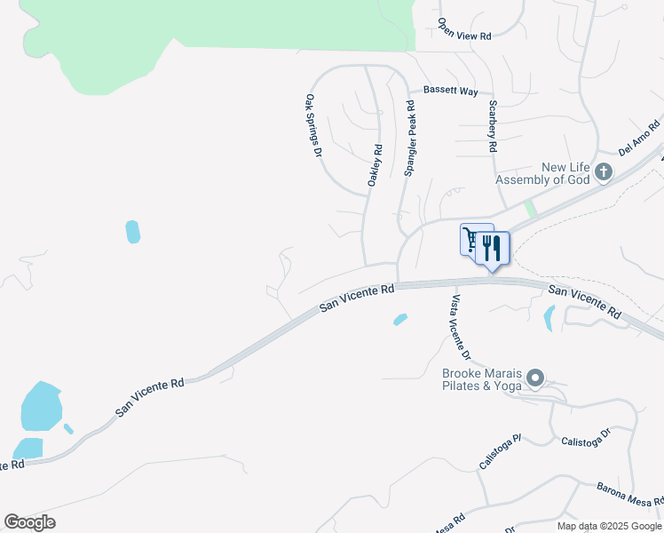map of restaurants, bars, coffee shops, grocery stores, and more near 23358 Glenn Ellen Way in Ramona