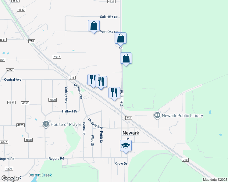 map of restaurants, bars, coffee shops, grocery stores, and more near in Newark