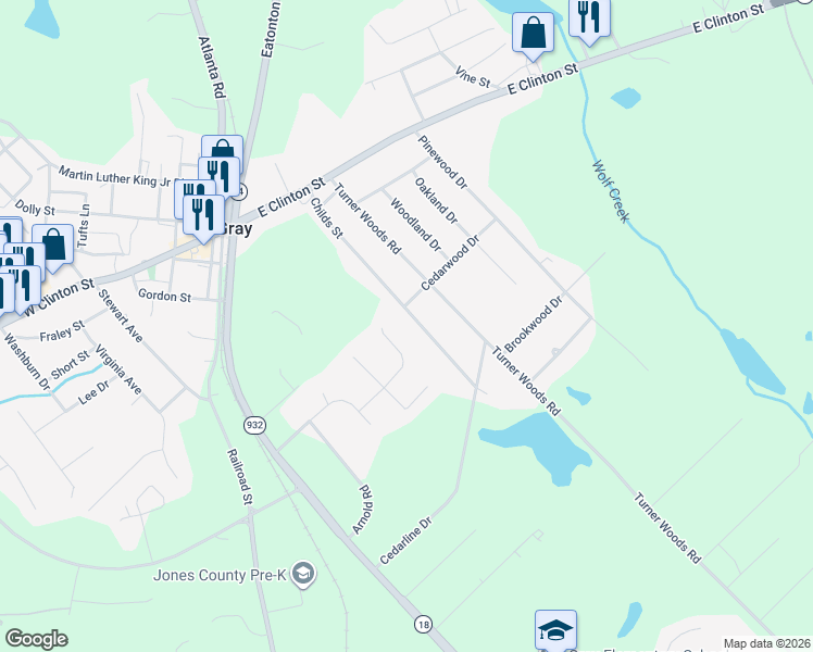 map of restaurants, bars, coffee shops, grocery stores, and more near 250 Autumn Ridge Court in Gray