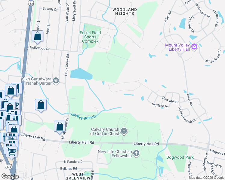 map of restaurants, bars, coffee shops, grocery stores, and more near 251 Border Road in Goose Creek