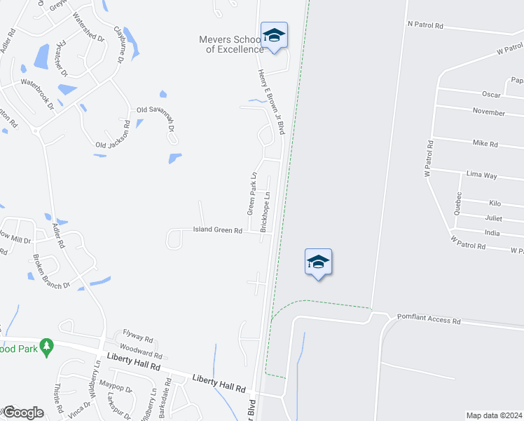 map of restaurants, bars, coffee shops, grocery stores, and more near 313 Brickhope Lane in Goose Creek