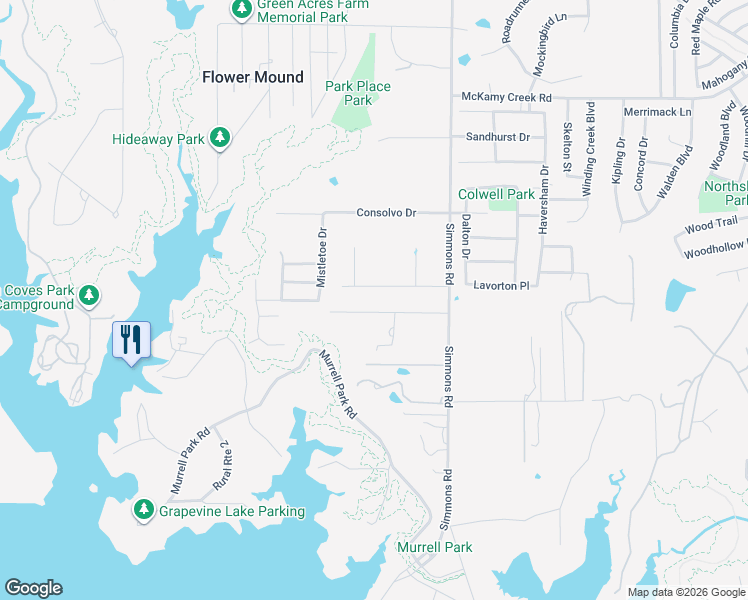 map of restaurants, bars, coffee shops, grocery stores, and more near 3911 Cedarcrest Court in Flower Mound