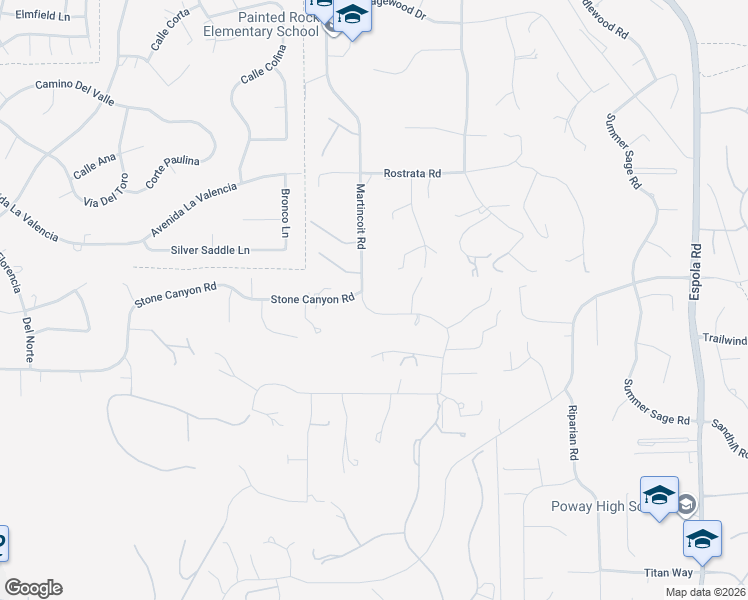 map of restaurants, bars, coffee shops, grocery stores, and more near 16283 Martincoit Road in Poway