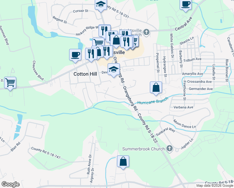 map of restaurants, bars, coffee shops, grocery stores, and more near 829 Orangeburg Road in Summerville