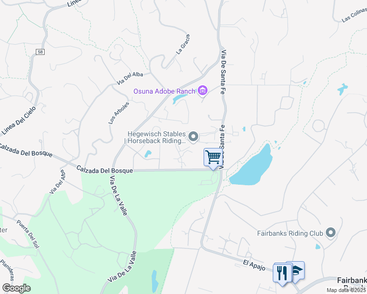 map of restaurants, bars, coffee shops, grocery stores, and more near 16161 Valle De Oro in Rancho Santa Fe