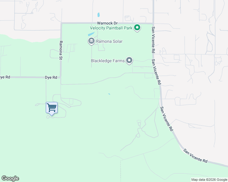 map of restaurants, bars, coffee shops, grocery stores, and more near 2391 San Vicente Road in Ramona