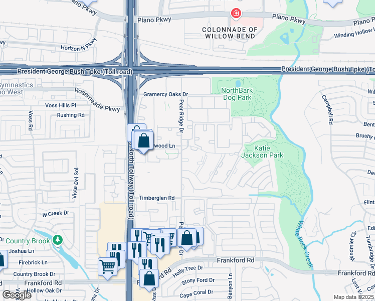 map of restaurants, bars, coffee shops, grocery stores, and more near 4804 Haverwood Lane in Dallas