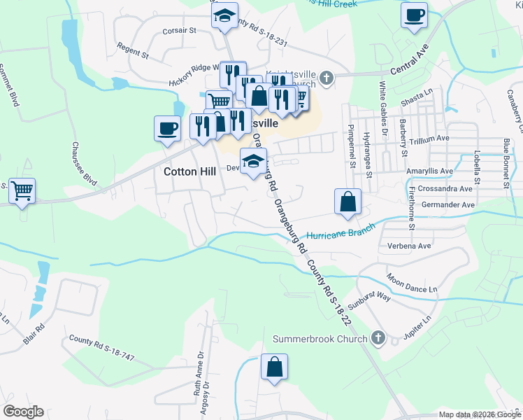 map of restaurants, bars, coffee shops, grocery stores, and more near 829 Orangeburg Road in Summerville