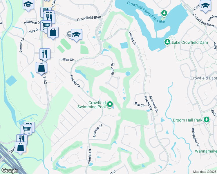 map of restaurants, bars, coffee shops, grocery stores, and more near 128 Eston Drive in Goose Creek