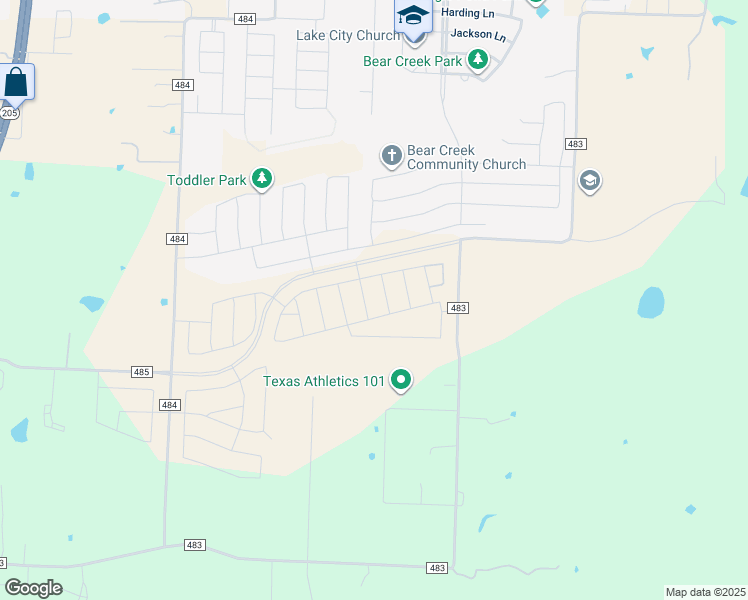 map of restaurants, bars, coffee shops, grocery stores, and more near 11160 County Road 483 in Lavon