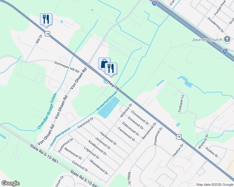 map of restaurants, bars, coffee shops, grocery stores, and more near 10151 U.S. 78 in Ladson